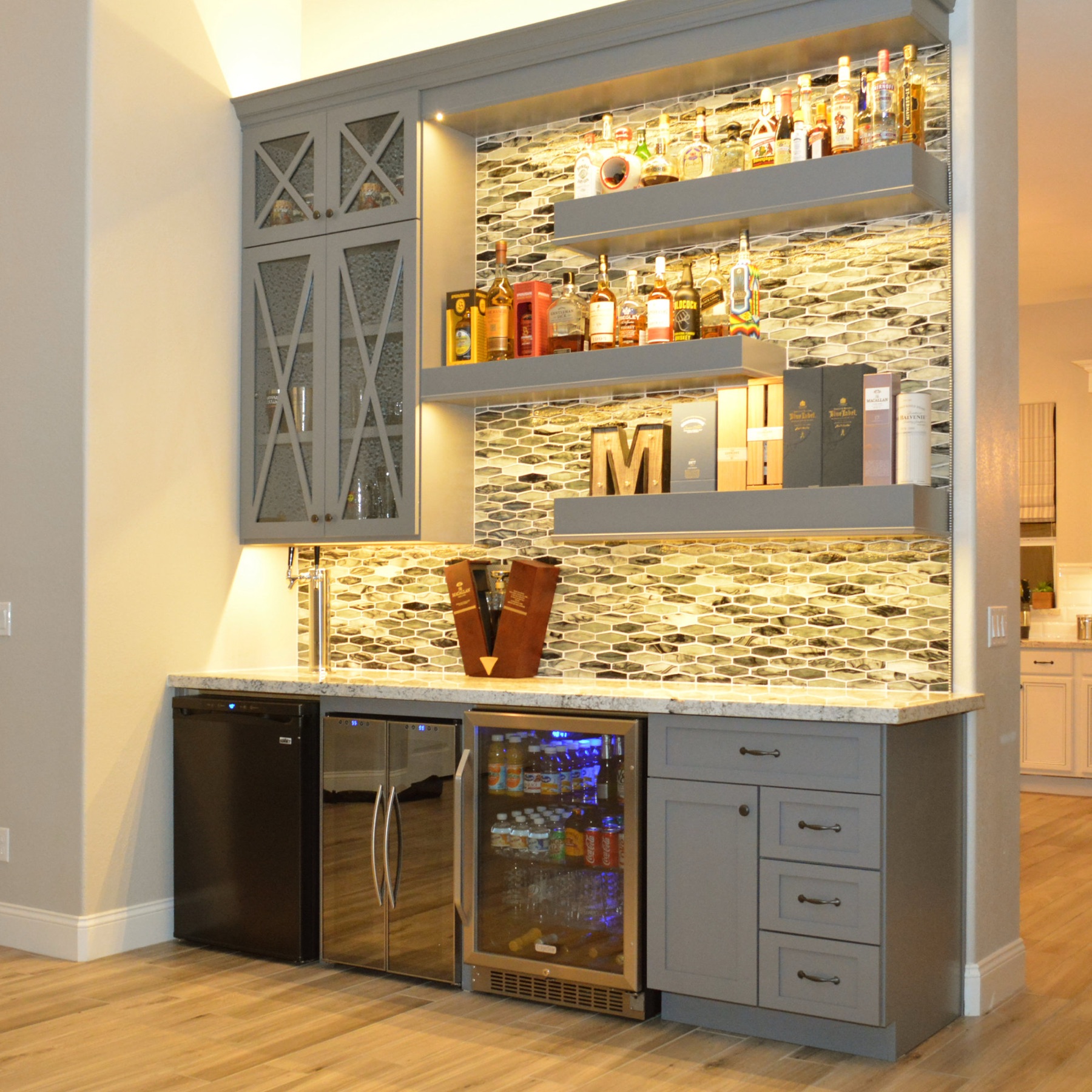Custom bar and wine cabinetry